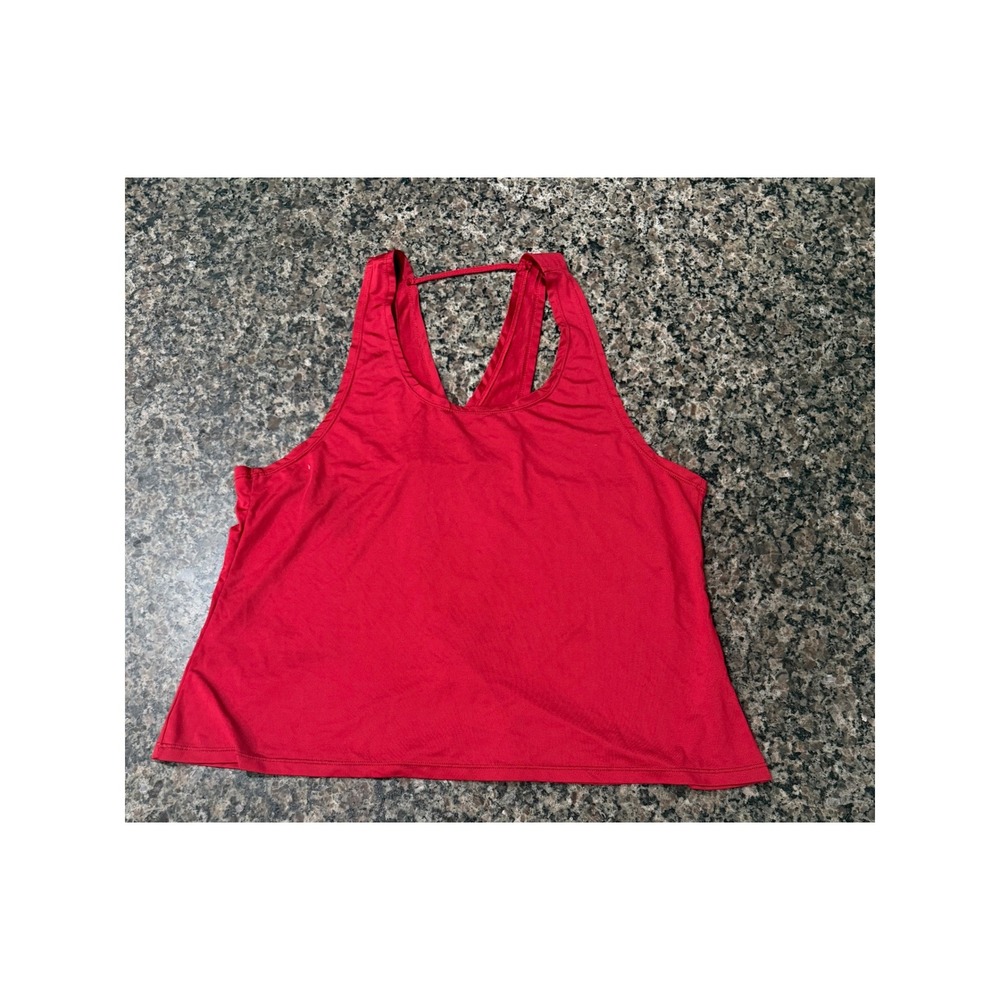 Red Split Back Activewear Tank Top Racerback Yoga Gym Shirt Womens Medium